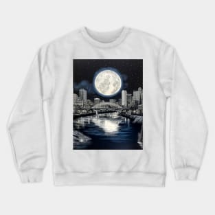 Full Sturgeon Moon Over the City of Roses (Portland Oregon) Crewneck Sweatshirt